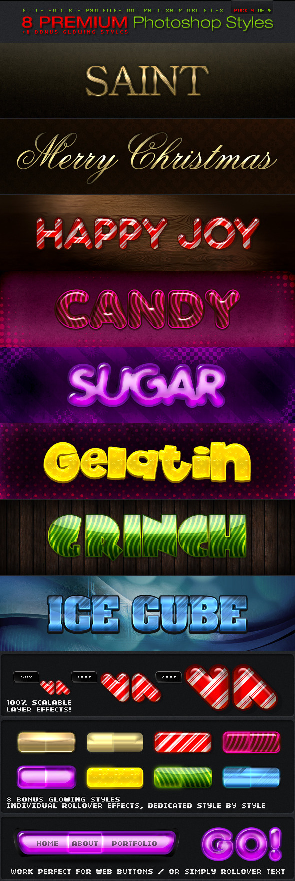 8 PREMIUM Photoshop Styles - Text Effects Styles