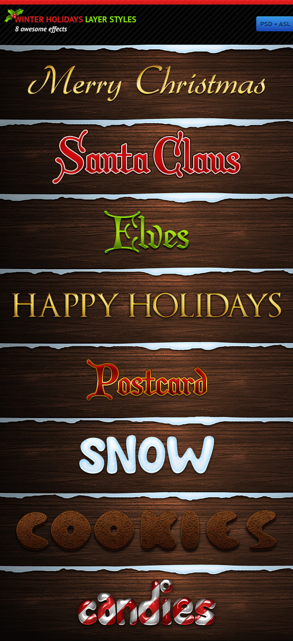 Winter Holidays Layer Styles - Text Effects Styles