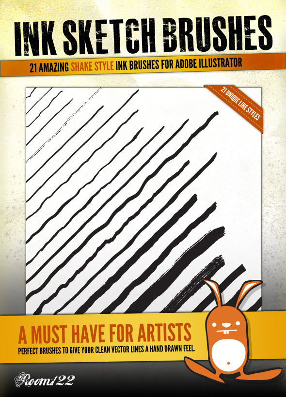 Ink Sketch Lines - 21 Illustrator Brushes - Artistic Brushes