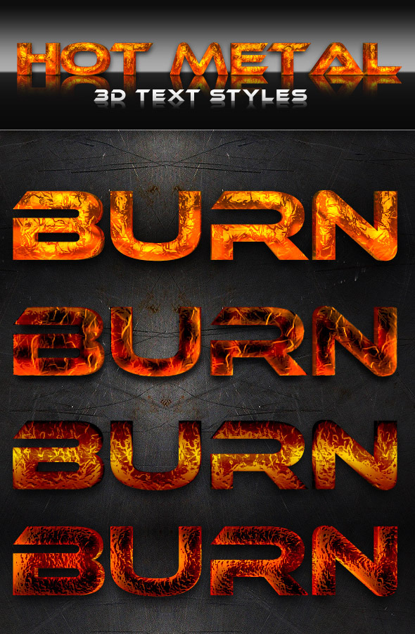 Hot Metal 3D Text Styles - Text Effects Styles