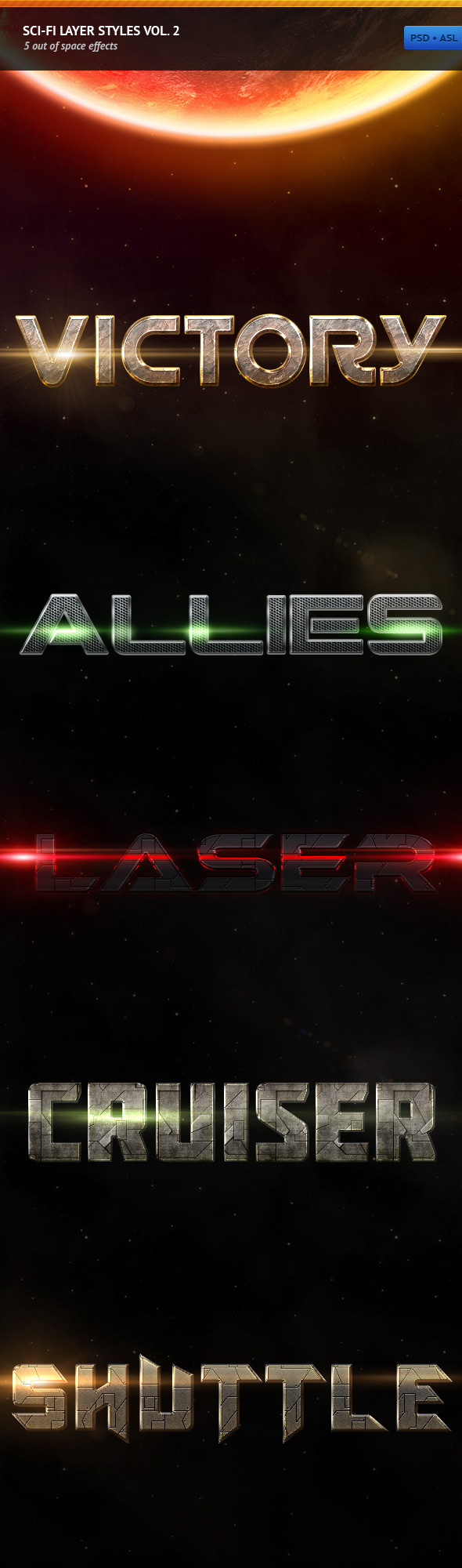 Sci-fi Layer Styles Vol. 2 - Text Effects Styles