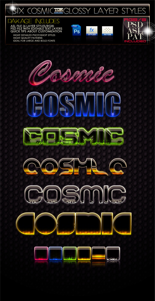 Glossy Cosmic Layer Styles Glossy Cosmic Layer Styles