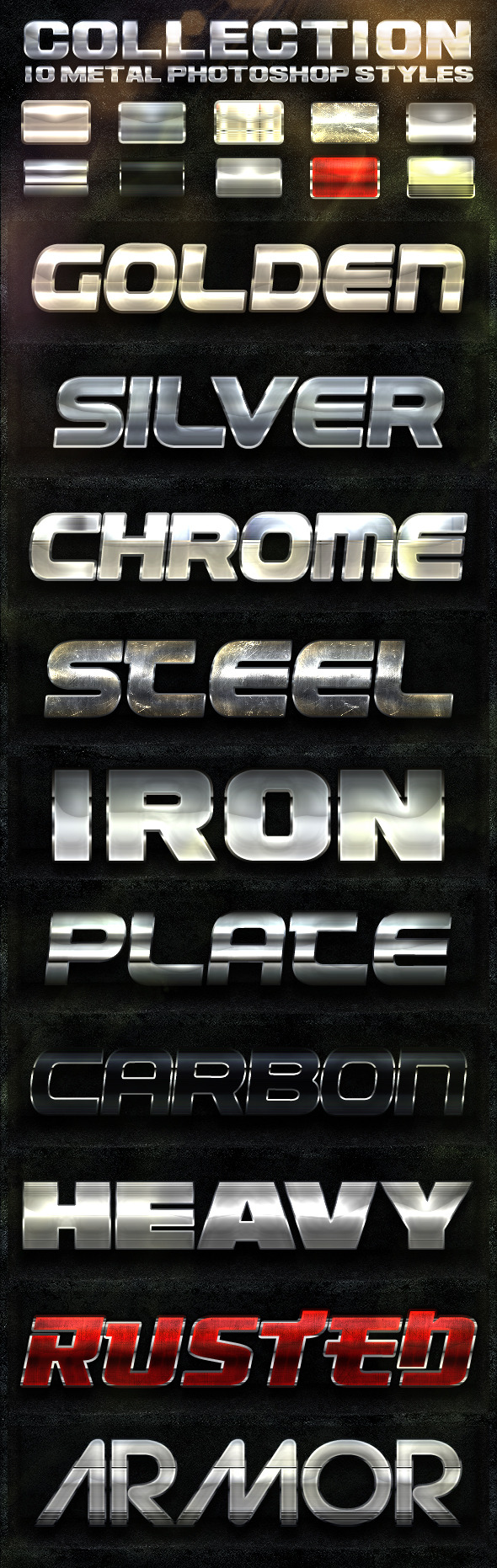 COLLECTION 10 Metal Photoshop Styles COLLECTION 10 Metal Photoshop Styles