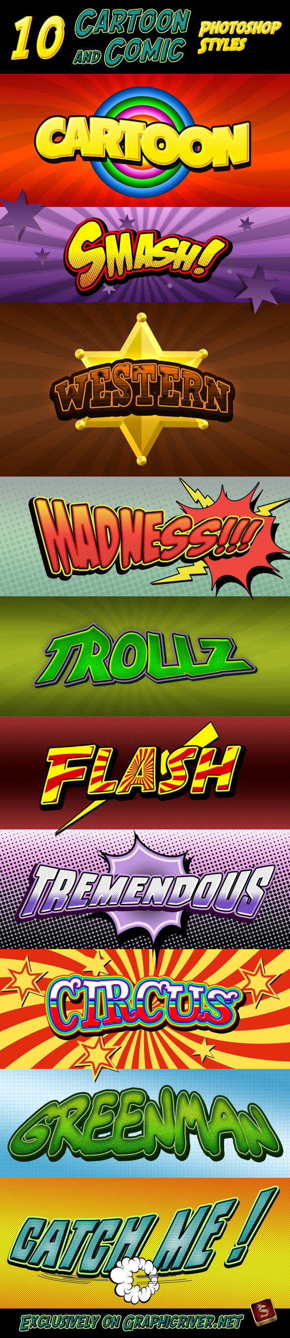 Cartoon and Comic Book Styles - Text Effects Styles