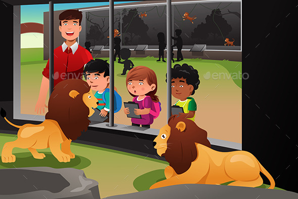 GraphicRiver Kids School Field Trip to the Zoo 8790488 GraphicRiver Kids School Field Trip to the Zoo 8790488