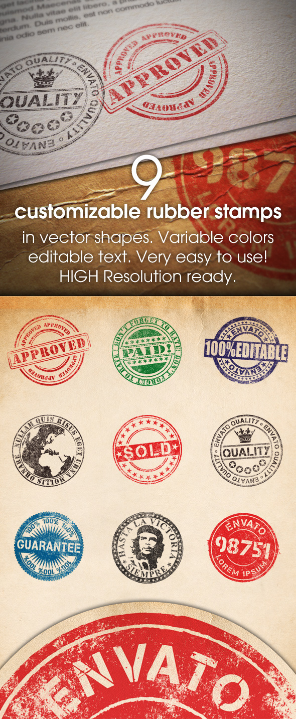 9 Customizable Rubber Stamps 9 Customizable Rubber Stamps