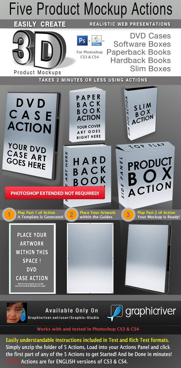5 Photoshop Product Mockup Actions 5 Photoshop Product Mockup Actions