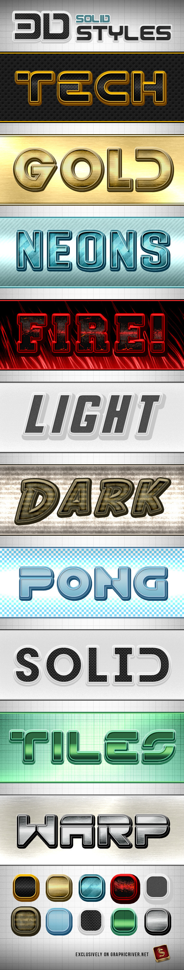 Solid Photoshop Styles - Text Effects Styles