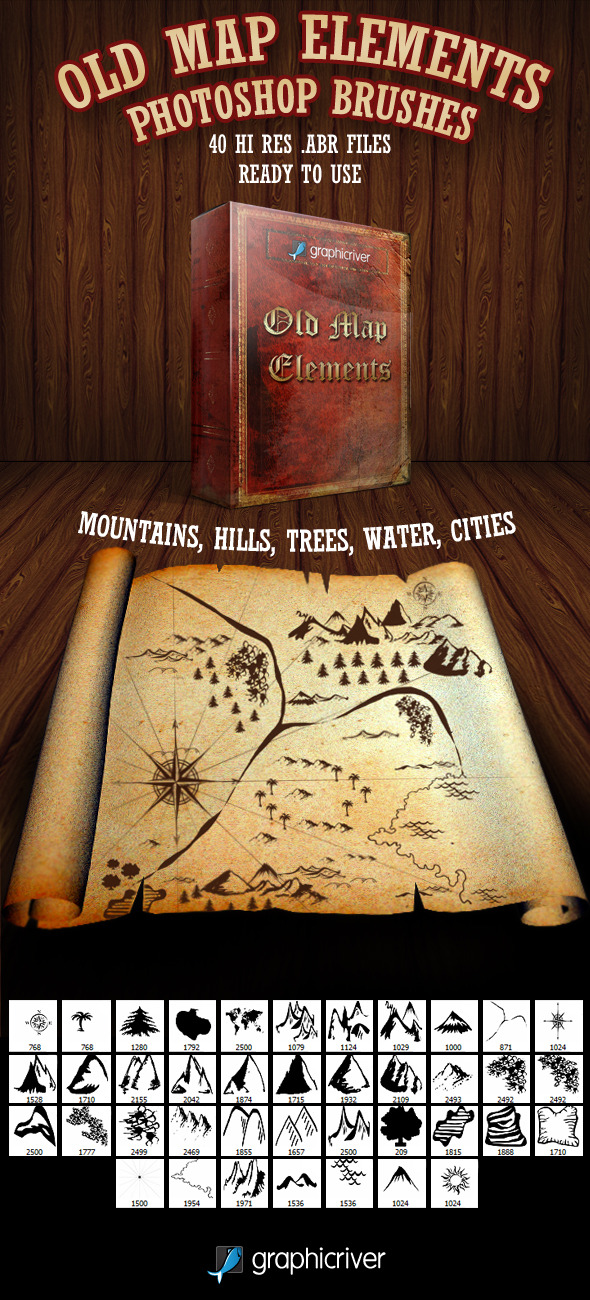 Old Map Elements Brushes - Miscellaneous Brushes