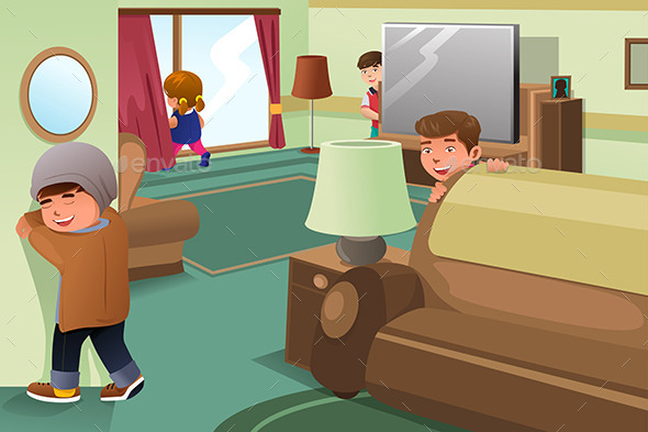 GraphicRiver Kids Playing Hide and Seek 8790582 GraphicRiver Kids Playing Hide and Seek 8790582