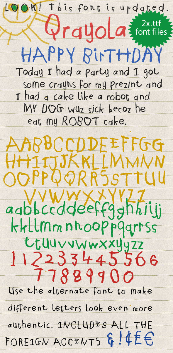 'Qrayola' Children's First Handwriting - Hand-writing Script