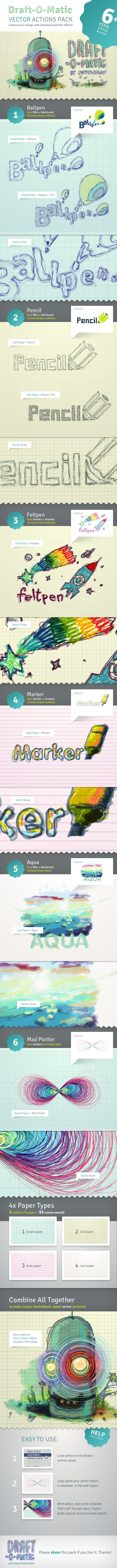 Draft-O-Matic Sketchbook Vector Actions Pack Draft-O-Matic Sketchbook Vector Actions Pack