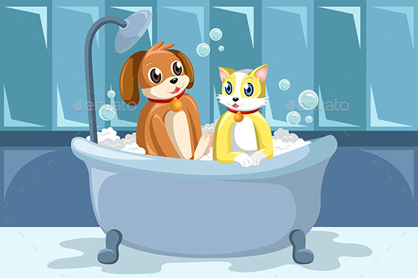 Pets washing Themselves in the Bathtub