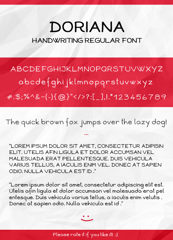 Doriana Handwriting Regular Font - Hand-writing Script