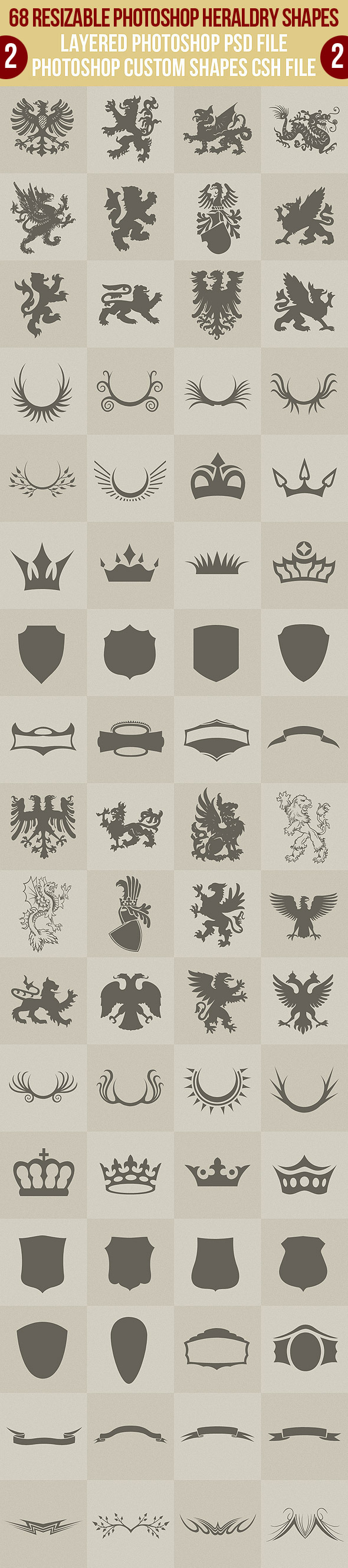 68 Photoshop Heraldry Shapes 2 68 Photoshop Heraldry Shapes 2