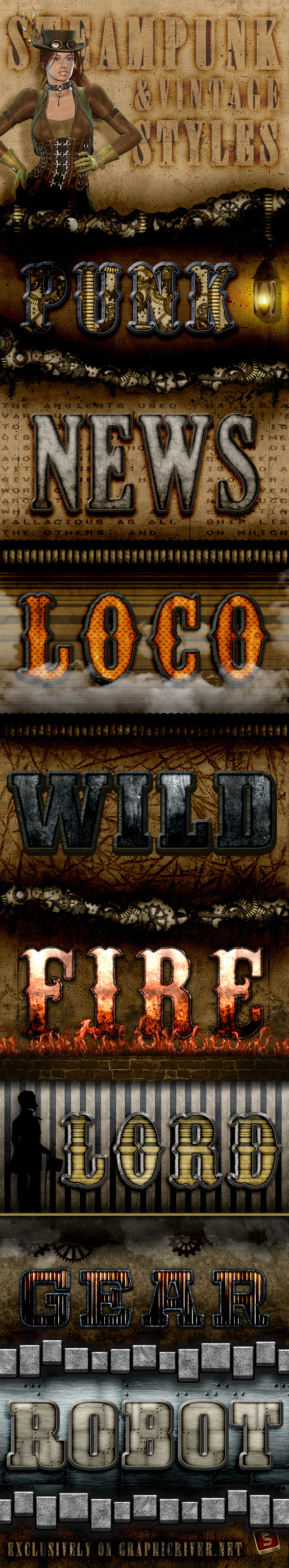 Steampunk And Vintage - Photoshop Styles - Text Effects Styles