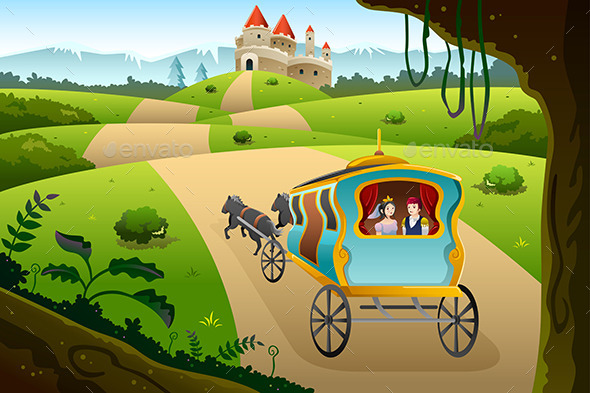 GraphicRiver Prince and Princess riding a Wagon 8790991 GraphicRiver Prince and Princess riding a Wagon 8790991