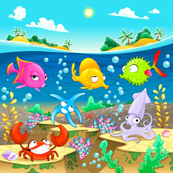 GraphicRiver Marine Family under the Sea 8791036 GraphicRiver Marine Family under the Sea 8791036