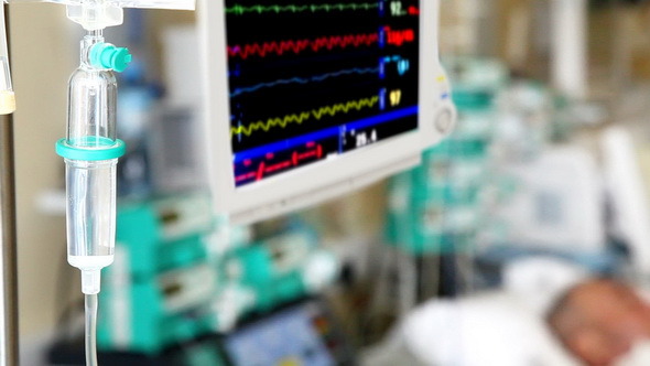 IV Drip With Monitor And Patient IV Drip With Monitor And Patient