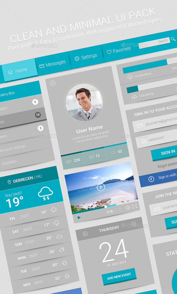 GraphicRiver Clean and Minimal UI Pack 8791268 GraphicRiver Clean and Minimal UI Pack 8791268