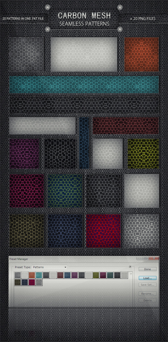 20 Carbon Mesh Seamless Patterns 20 Carbon Mesh Seamless Patterns