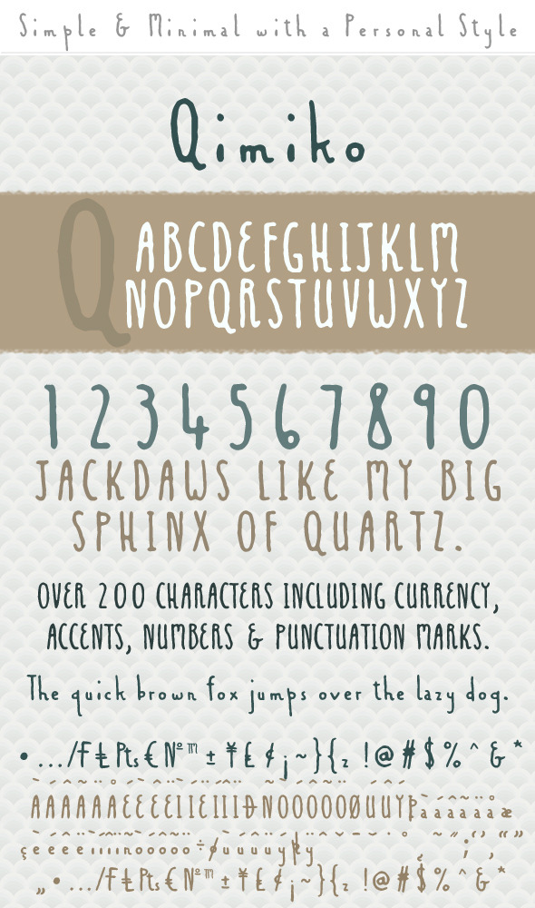 Qimiko; Simple Hand Drawn Minimal Type - Sans-Serif Fonts