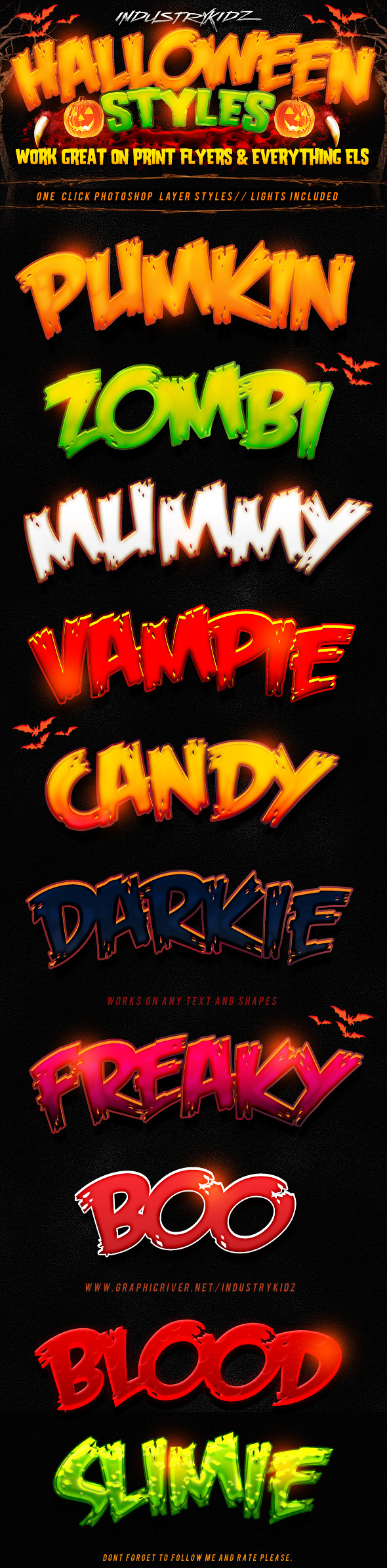 Halloween Photoshop Layer Styles - Text Effects Styles