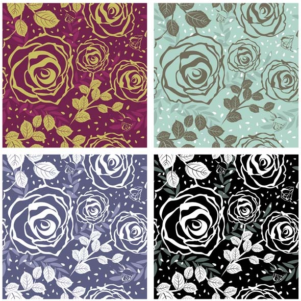 Floral Seamless Pattern Set Floral Seamless Pattern Set