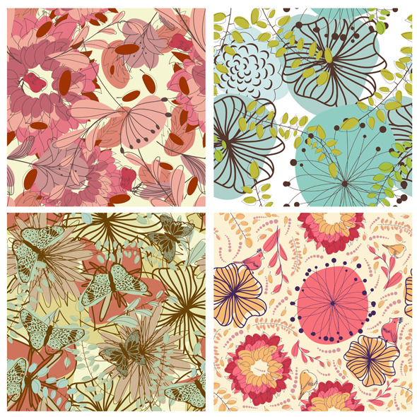 Floral Seamless Pattern Set Floral Seamless Pattern Set