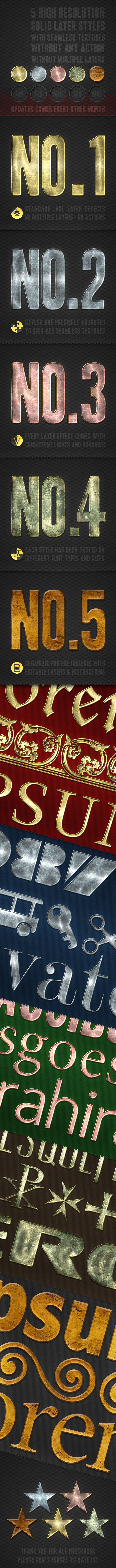 5 HD Solid Layer Photoshop Styles 5 HD Solid Layer Photoshop Styles