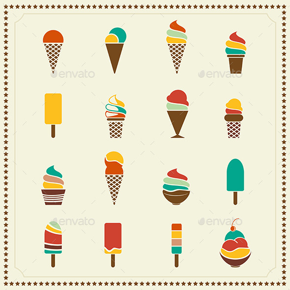 Vintage Retro Ice Cream Icons