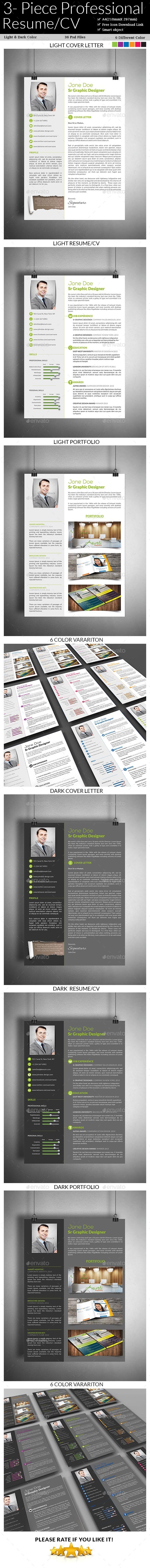 GraphicRiver 3- Piece Professional Resume CV 8795765 GraphicRiver 3- Piece Professional Resume CV 8795765