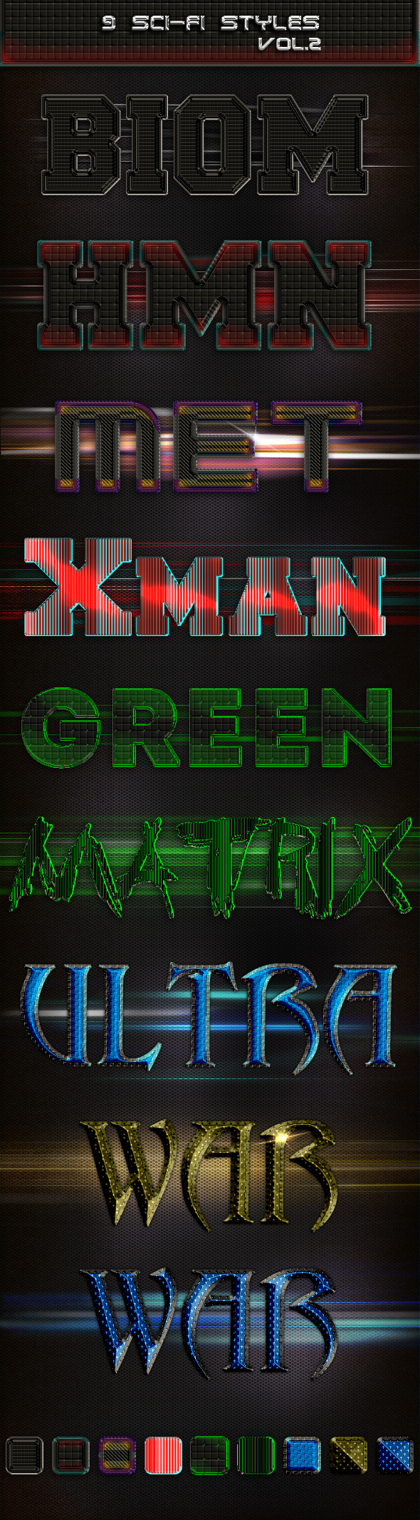 9 Sci-Fi Styles vol. 2 - Text Effects Styles