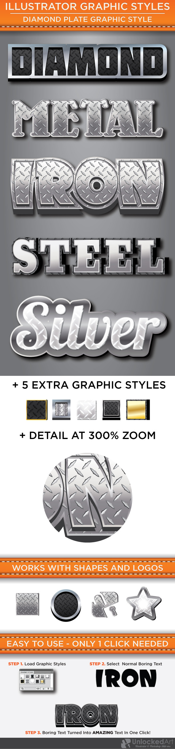 Diamond Plate Graphic Styles - Styles Illustrator