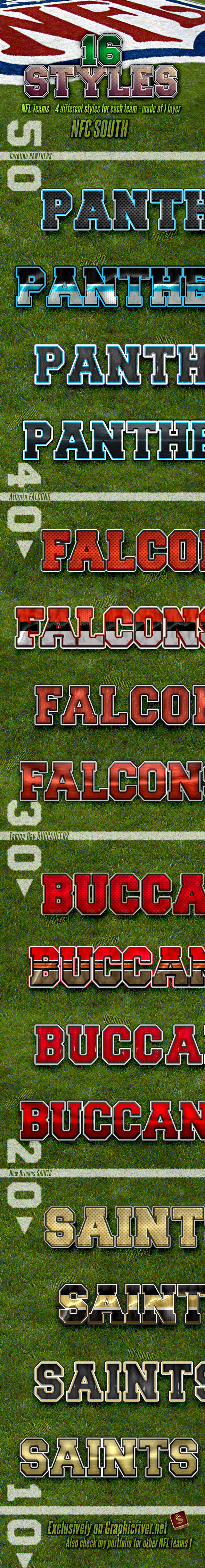 NFL Football Styles - NFC South - Styles Photoshop