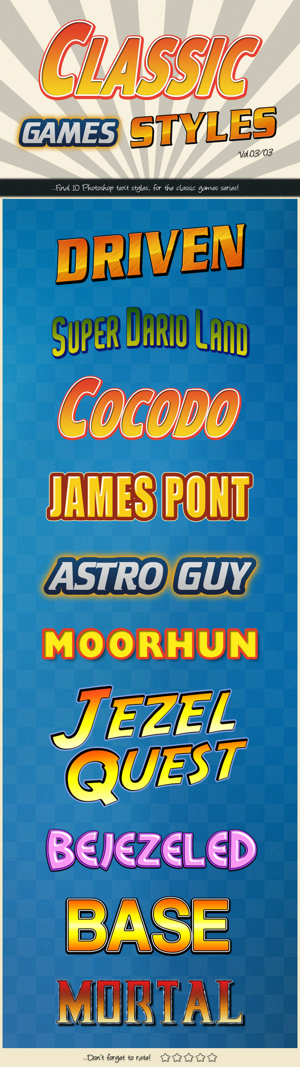 Photoshop Text Styles / Classic Games Vol.03 - Text Effects Styles