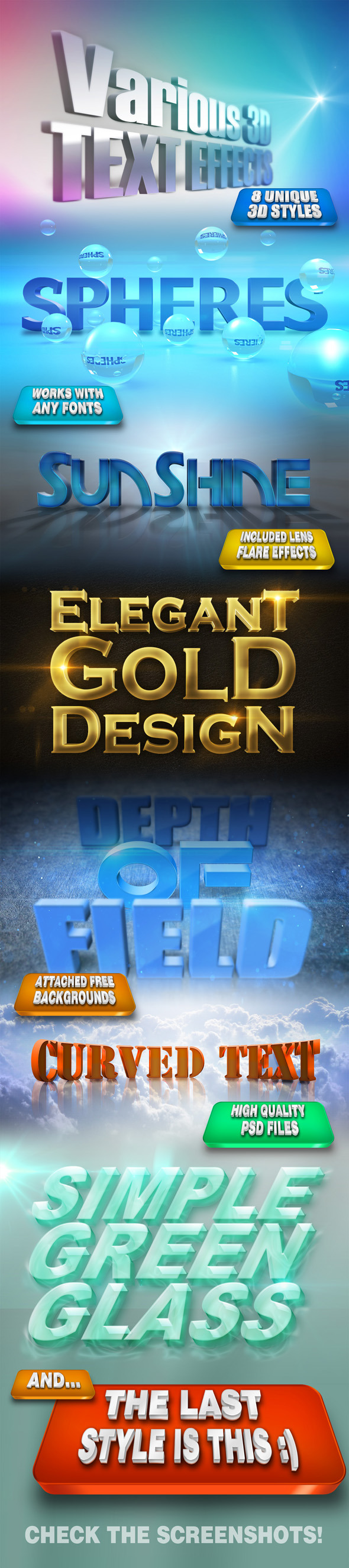 Various 3D Text Effects