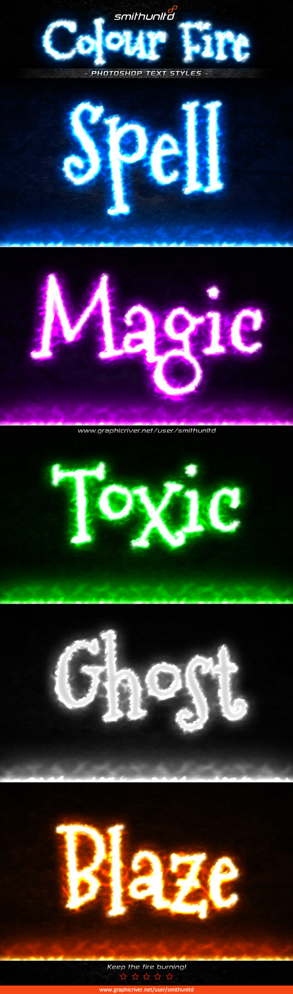 Colour Fire Text Styles - Text Effects Styles