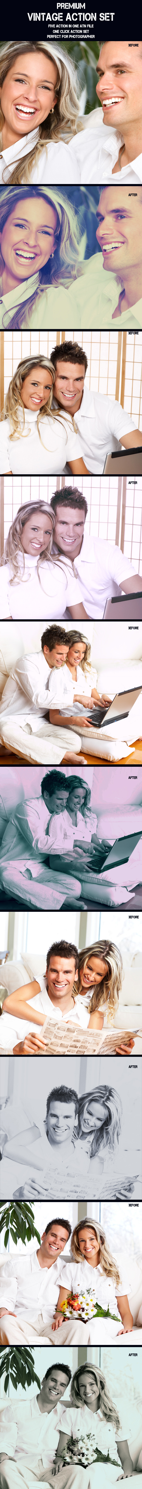 Premium Vintage Photoshop Action Set - Actions Photoshop