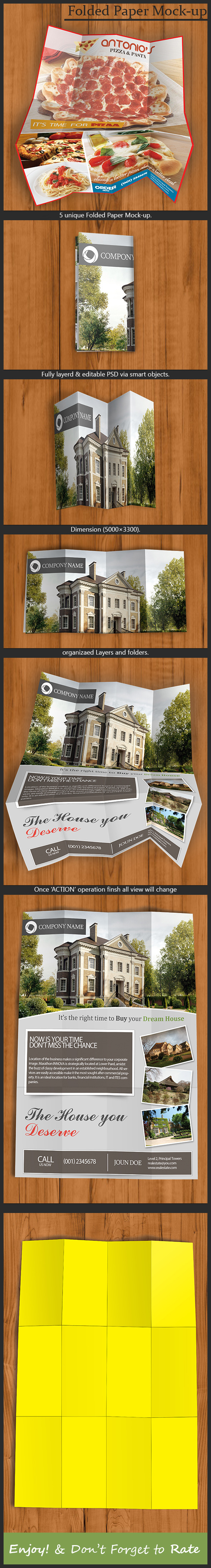 Folded Paper Mock-up - Actions Photoshop