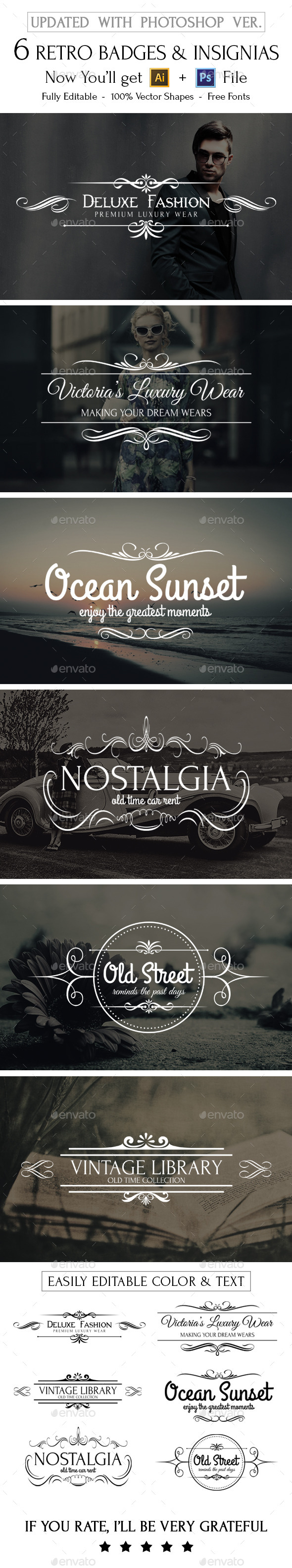 6 Retro Logos and Insignias 6 Retro Logos and Insignias