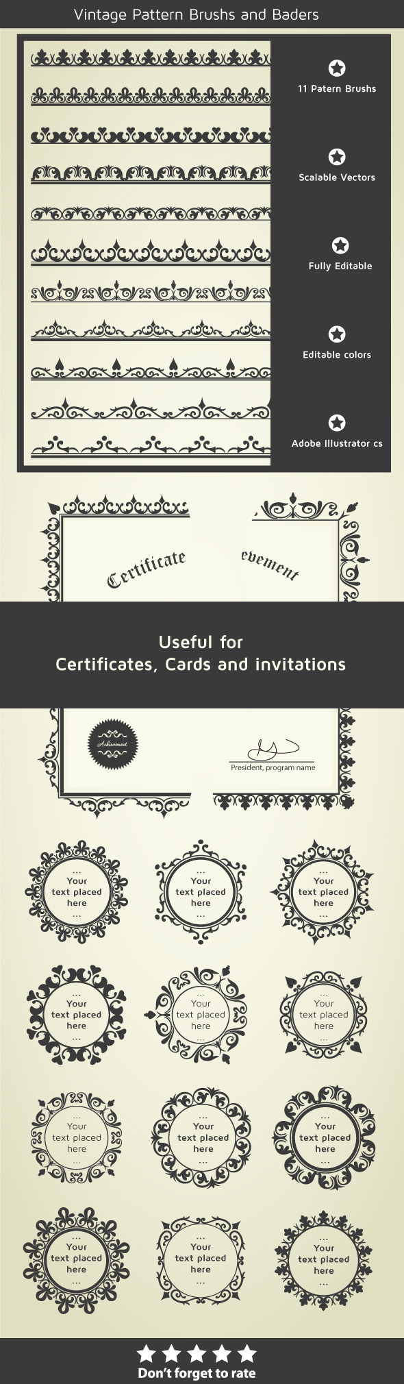 Borders for Certificates, Invitations and Cards - Miscellaneous Brushes