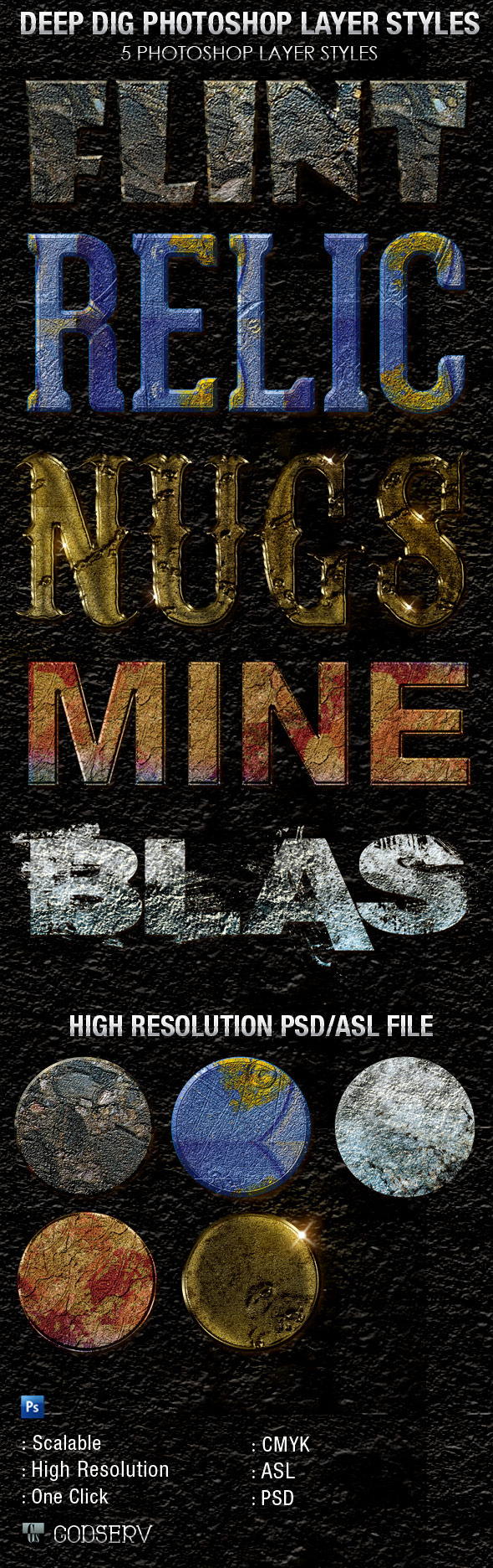 Deep Dig PSD Layer Styles - Text Effects Styles