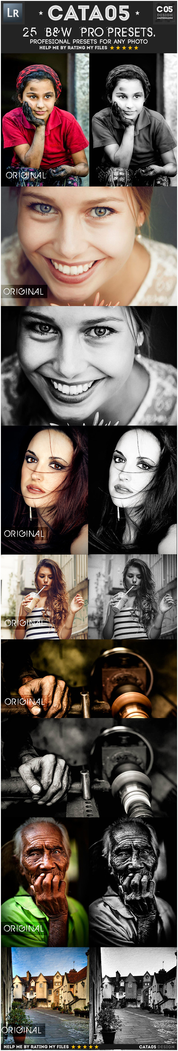 25 B&W Pro Presets - Lightroom Presets Add-ons