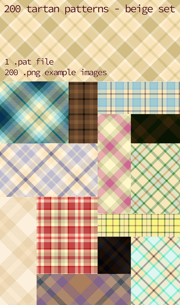 Tartan Pattern Collection Beige set Tartan Pattern Collection Beige set