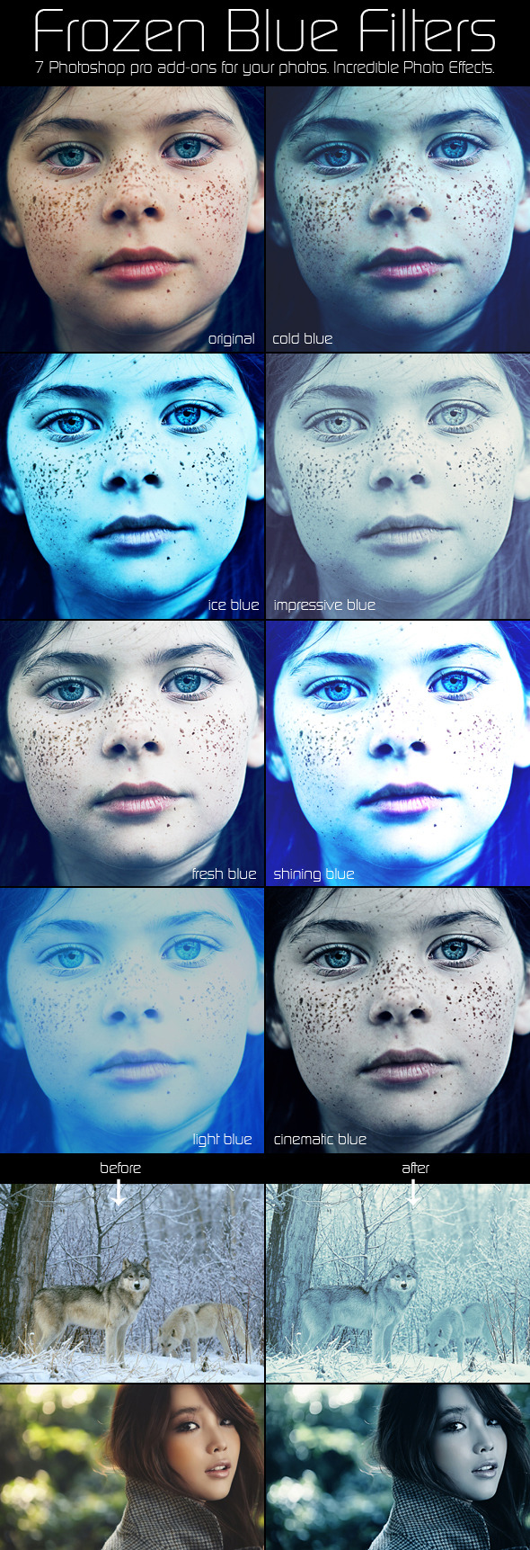 Frozen Blue Filters - Photo Effects Actions