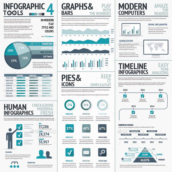 Blue Infographics Vector Elements for Business