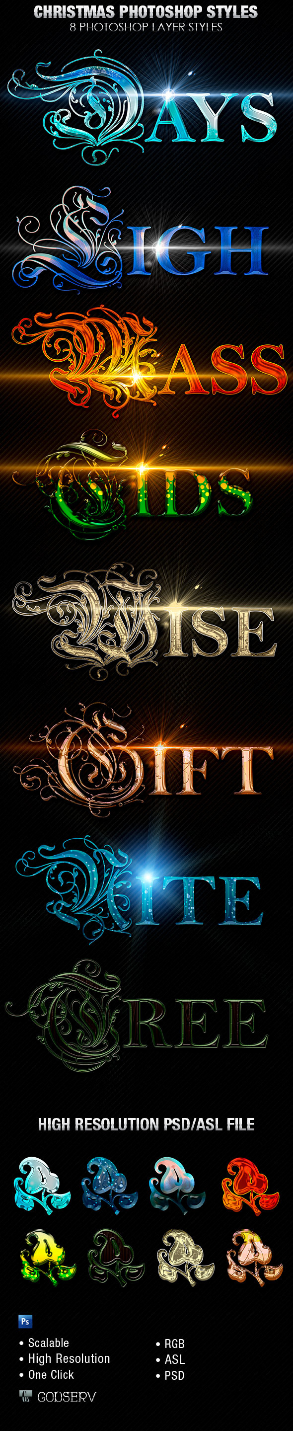 Christmas Photoshop Layer Styles - Text Effects Styles