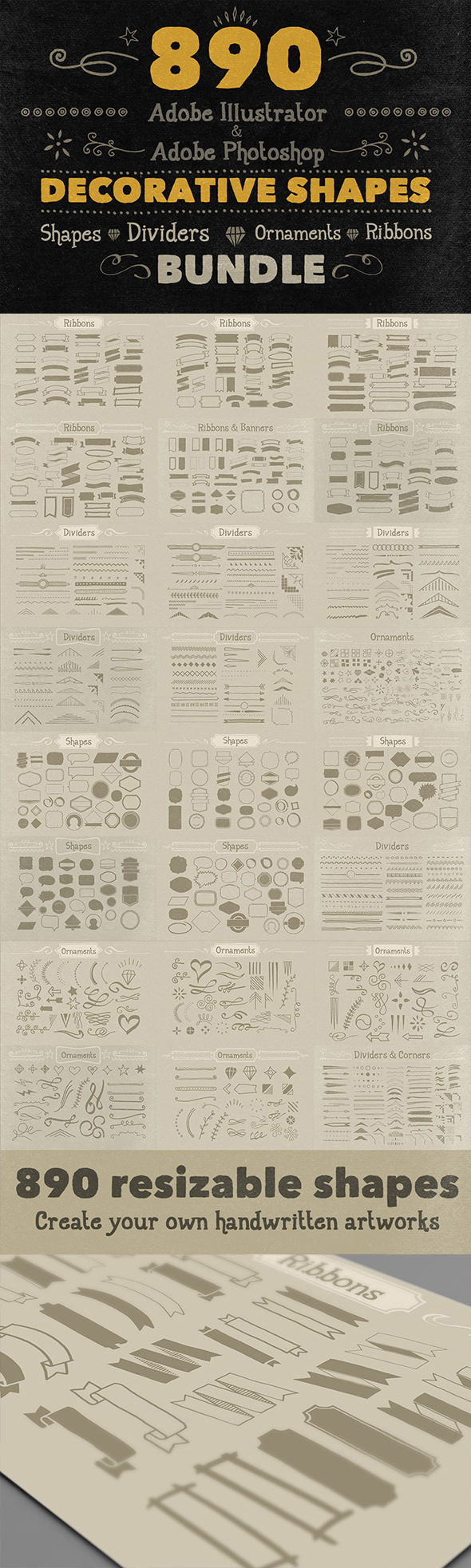 890 Handwritten Shapes Bundle 890 Handwritten Shapes Bundle