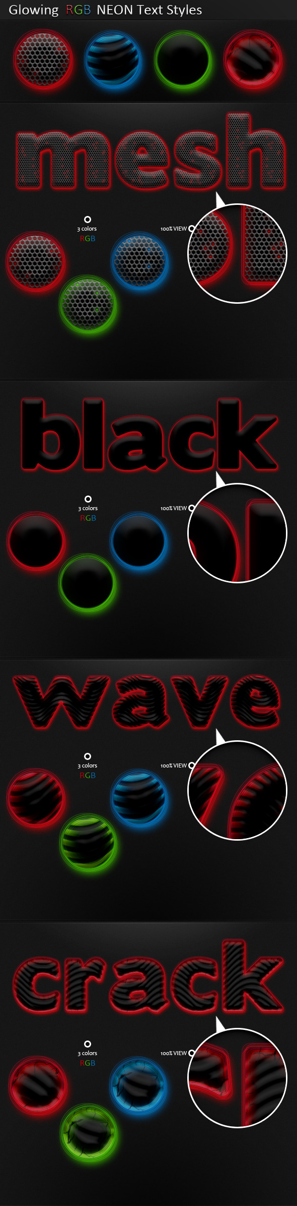 Glowing RGB NEON Text Styles Glowing RGB NEON Text Styles